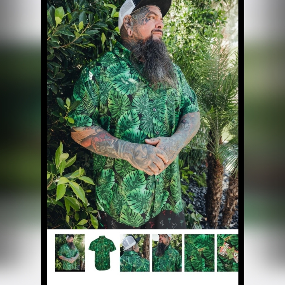 NWOT Men's Dixxon Short Sleeve Party Shirt The Monstera Mash Size 3X